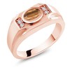 Gem Stone King Men's 18K Rose Gold Plated Silver Brown