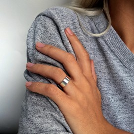 Silverly Frauen Männer Unisex .925 Sterling Silber 7mm Flach band daumen ring