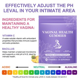 Generisch Vegan Femipure Balance Gummis mit Probiotika & Vitamin C fr pH-Balance, Zuckerfrei, Tropischer Ananas-Geschmack, 120 Stck (60 Portionen)