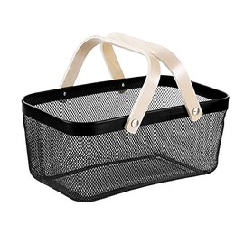 Box Sweden 40x25x17cm Mesh Home Storage Basket/Organiser w/Wooden Handle Black