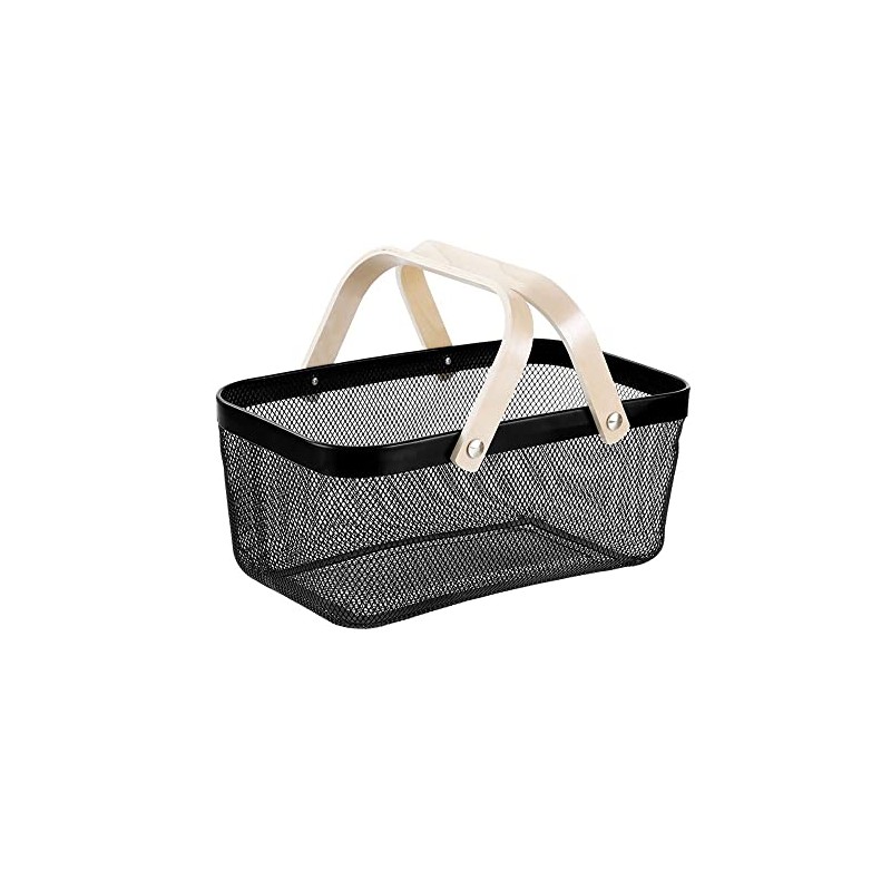 Box Sweden 40x25x17cm Mesh Home Storage Basket/Organiser w/Wooden Handle Black