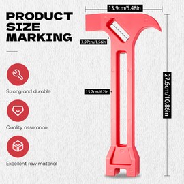 4-in-1 Emergency Tool – Gas & Water Shut Off Wrench, Non-Sparking Pry Bar, Earthquake Survival Tool – Firefighter-Designed, for First Responders & Home Safety（Red）