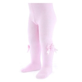 Soft Touch Baby Girls Tights Spanish Style Bows Cotton Rich (Pink Pom Pom, 6-12 Months)
