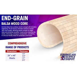 Fiberglass Supply Depot End Grain Balsa Core ¾” Thick 2’x4’ Piece (12sq ft)
