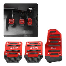 Car Foot Pedals, Foot Pedal Caps, Car Pedals Cover, Aluminium Car Pedal Cover, Non-Slip Brake Foot Pedals, Car Accelerator Gas Brake Pedal Clutch Pedal, Car Pedal Set, Red
