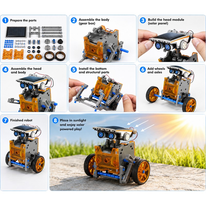 Solar Robot Kit for Kids – DIY STEM Building Toy