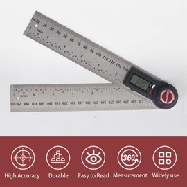 GemRed Digital Angle Finder, 2 in 1 Angle Gauge, Stainless Steel 7inch 200mm Digital Protractor for Woodworking/Carpenter/Construction/home improvement (Battery Included)