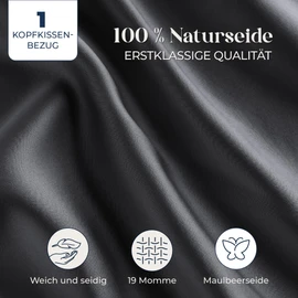 DREAMZIE Silk Pillowcase 40 x 80 cm for Hair and Skin, Pillowcases Silk 19 Momme (Dark Grey, 1 Piece)