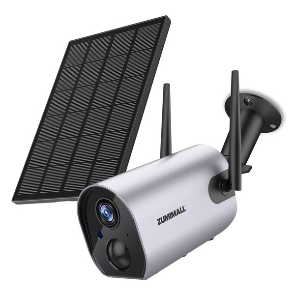 [2022] 2K Security Cameras Wireless Outdoor-Zumimall Solar Powered Surveillance Camera,3MP Outdoor Security Camera WiFi Color Night Vision/2 Way Talk/PIR Motion Detection/Spotlight/IP66 Waterproof