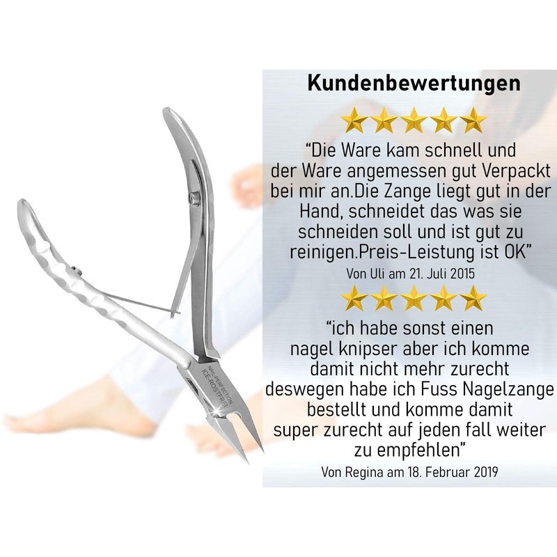 Toenail Nippers for Ingrowing Toenails – Stainless Steel – Ergonomic Handle – 12.5 cm