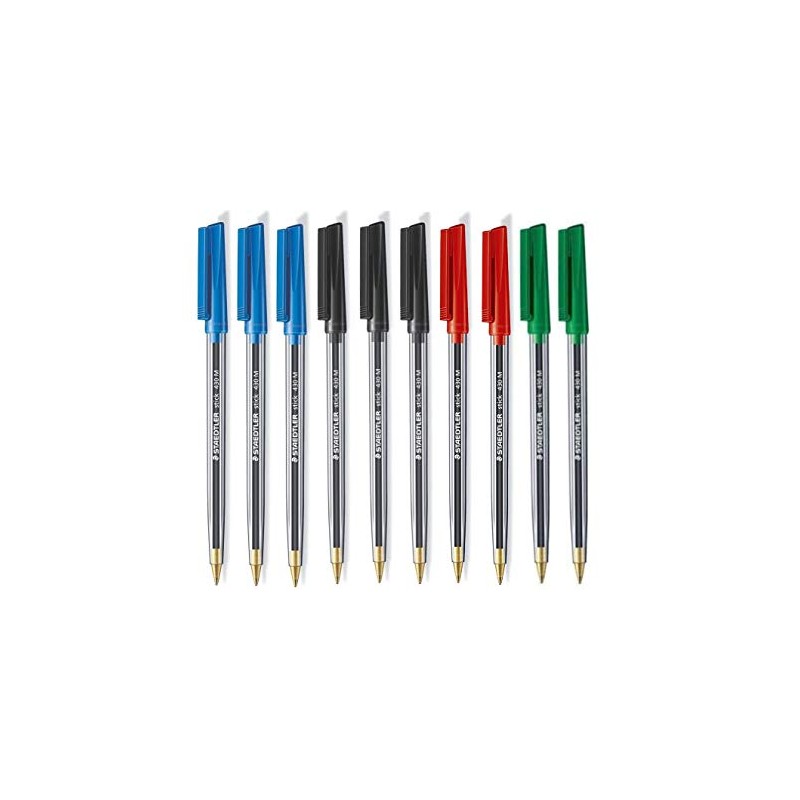 STAEDTLER Stick 430M Ballpoint Pen Medium Mixed Colours x 10