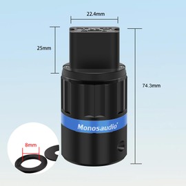 Monosaudio 99.998% F124G Pure Copper Power Plug 20A IEC C19 Socket Socket, Audiophile Audio Connection 4N High End IEC Plug (Gold-Plated)