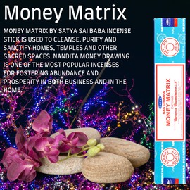 Satya Nag Champa Money Matrix Incense Sticks | x12 pack | with SAMASIA incense sticks holder | Used for Moomatherapy, Spa, Yoga, Weddings, Meditation, Healing, Positivity and Relaxation