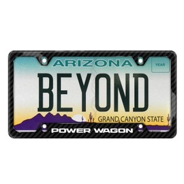 iPick Image Made for RAM Power Wagon Black Real 3K Carbon Fiber 50 States 4 Holes License Plate Frame