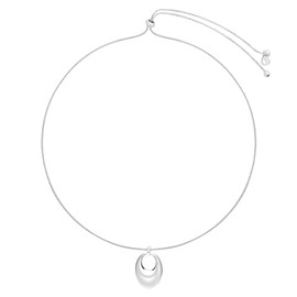 COBI 925 Sterling Silver Bean Necklaces for Women, Oval Pendant Necklace, Water Drop Statement Jewelry, Everyday Wear, Fashion & Trendy Accessories, Hypoallergenic, Ideal Gifts - Silver