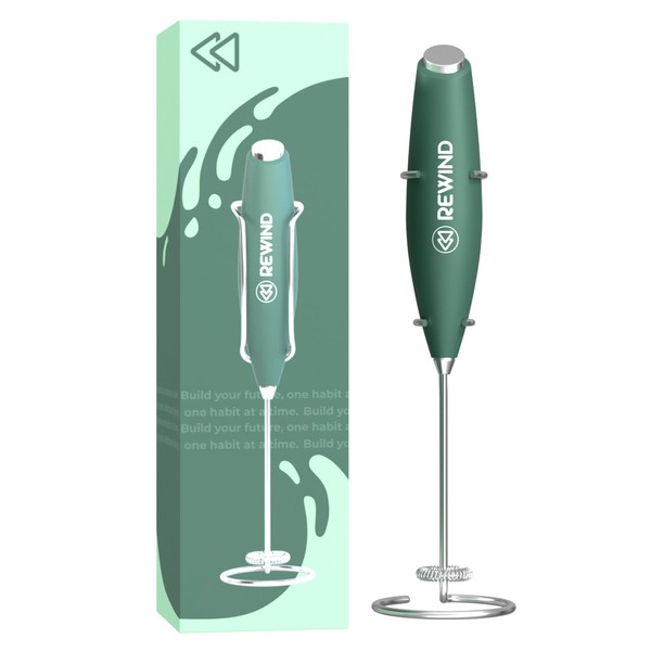 Rewind Greens Frother Handheld with Stand - Convenient Frother Wand