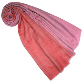 Lorenzo Cana Women's Reversible Scarf 100% Cashmere Woven Two-Tone, Red-pink