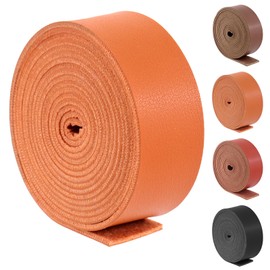 Swpeet Brown 1 Inch Wide 80 Inches Leather Strap, Single Sided Full Grain Leather Strips Cord String, Long Flat Leather Belt Strips Ideal for DIY Craft Projects, Clothing, Jewelry, Wrapping
