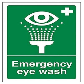 V Safety 23004AG-R Emergency Eye Wash Sign - Portrait - 100mm x 150mm - 1mm Rigid Plastic, Green