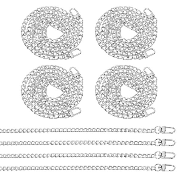 PATIKIL 47.2" Flat Purse Chain, 8 Pack Silver Chain Purse