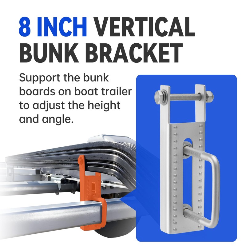 Racewill 8" Boat Trailer Vertical Bunk Bracket for Carpeted Guide