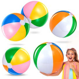 BBTO Pack of 5 Beach Balls 60 cm Inflatable Water Balls Rainbow Swimming Pool Balls Inflatable Pool Balls Water Toy Beach Toy for Summer Outdoor Games Beach Swimming Pool Accessories