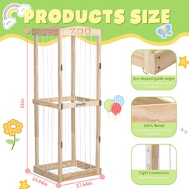 SweetBin Stuffed Animal Storage & Organizer, Wooden Kids Zoo Stuffed Animal Holder Cute Toy Storage Cage with Elastic Band, Extra Large Plushies Storage Gift for Nursery Playroom Bedroom