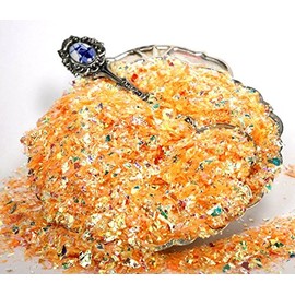 Golden Orange Iridescent Ice Flakes Glitter Flakes for Nail Art - Lightweight Holographic Polyester -311-4373 - 1oz
