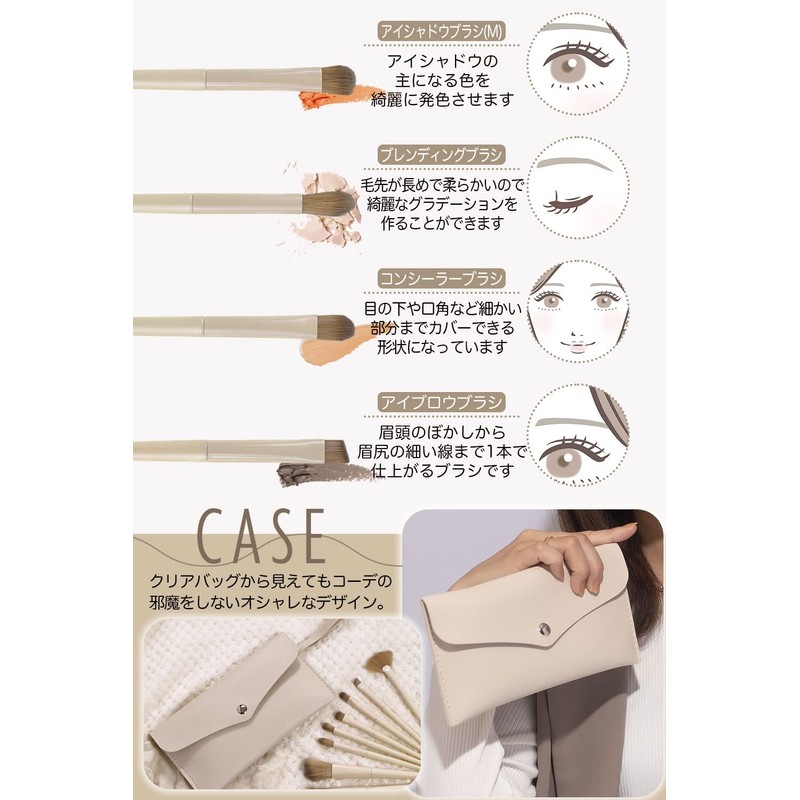 Frepice Makeup Brushes, Set of 10, Powder Brush, Concealer Brush,