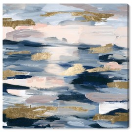 Smoke on the Water by Oliver Gal | Contemporary Premium Canvas Art Print. The Abstract Wall Art Decor Collection. 16x16 inch, Blue