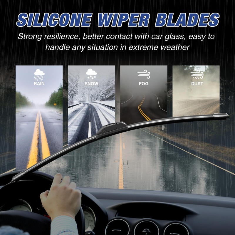Silicone Wiper Blades 22 inch 2 Pack Replacement for 2024-2009
