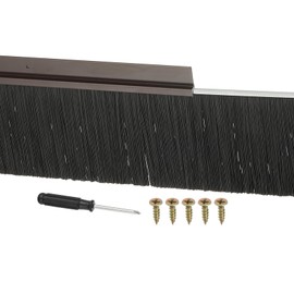 PATIKIL Door Brush Sweeps 3.94" Bristles x 47.24" Long, H-Shape Aluminum Alloy Holder Door Sweep for Bottom of Door Seal Garage Roll Up Door Weather Stripping, Brown/Black
