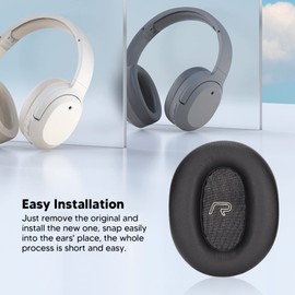 Headphone Ear Pads, for Edifier W860NB W830BT Headset Replacement, Foam and Soft Protein Leather Thickened Ear Cushion, Comfortable Sound Isolation(Black)