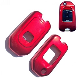 Nordecco Gloss Key Case Fits Honda Cvic Accord For 2016+ Honda Civic Type R Accord CR-V HR-V Jazz XR-V Key Flip 2/3/4 Button Remote (Red)