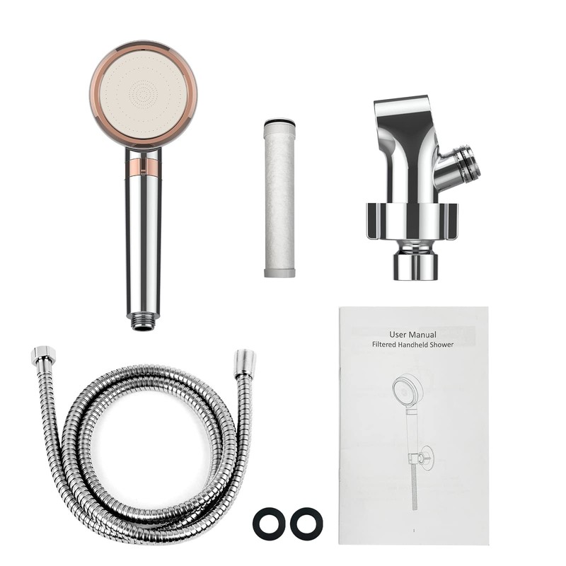 High Pressure Handheld Shower Head, Anti-clog Nozzles with Stainless Hose