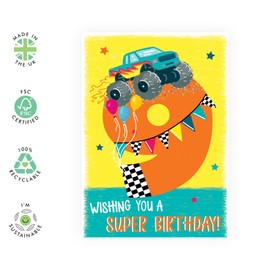 CENTRAL 23 9th Birthday Card Boy Girl Toddler - Monster Truck - 9 Year Old - Happy Birthday Card Age Nine - Ninth Bday Gifts For Grandson Goddaughter Kids - Comes With Stickers