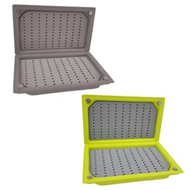 2 PC Fly Box Float Tackle Box Slit EVA Foam Fly Fishing Tackle Boxes Fishing Storage 6X3.48X1.2inch (Green+Grey-2pc Grip foam)