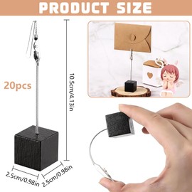 XSHAO® Pack of 20 Wooden Photo Holders with Clips, Memo Clip Holder Stand Photo Holder Note Holder Memo Holder Seat Card Holder Postcard Holder for Home Decoration/Party/Office/Wedding