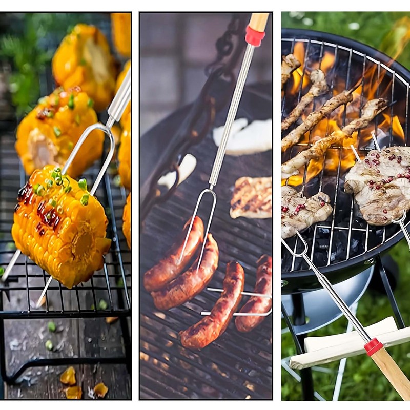 8 Pack Telescopic Barbecue Skewers Extendable 31-81cm Stainless Steel Marshmallow