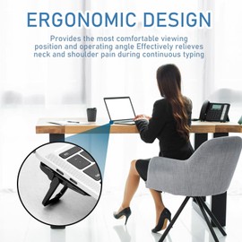 Bewudy 2 Pcs Portable Keyboard Stand, Dual Tilt Angle Adjustment, Foldable Laptop Riser, Self-Adhesive Feet for Most Keyboards (Black)