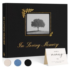 Lanpn Funeral Guest Book for Memorial Service, in Loving Memory Book for Funeral with Table Sign, Funeral Favors Sign in Books with Open Window for Guests Celebration of Life Guest Book, Black