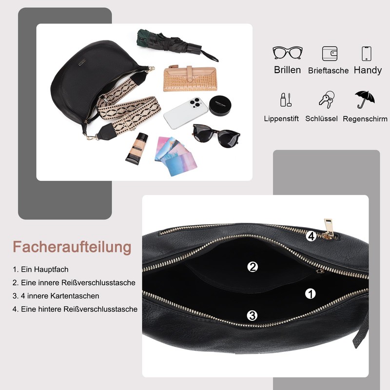 Gladdon Eco-friendly Faux Leather Shoulder Bag Medium Bag Adjustable Shoulder
