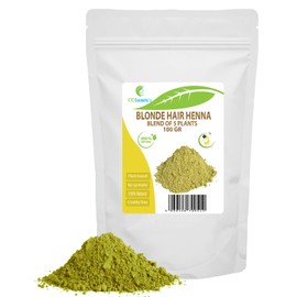 BLONDE HENNA HAIR POWDER - 100% Natural - Blend of cassia, amla, chamomile, henna, aloe vera plant powders that revives the color of blonde hair, gives golden light reflections - 100 GR