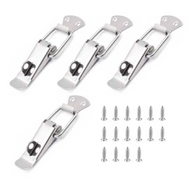 Stainless Steel Tension Clasp with Screws, 56mm Lever Clasp, Spring Toggle Latch Hasp, Catch Clamp Clip, Box Closure, Cap Lock for Toolbox Drawer Chest Case Cabinet (4, 56 mm)