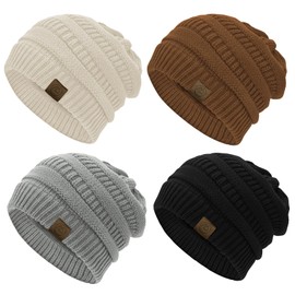 Durio Winter Hats for Women Knit Beanie for Women Warm Beanie Hat Thick Cozy Beanie Hat Black & Light Grey & Beige & Brown One Size