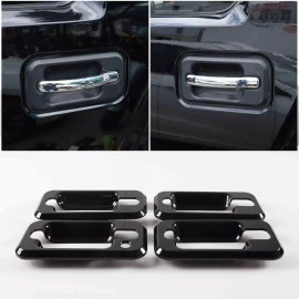 e-power-auto-Trim 4PCS Car Exterior Door Handle Bowl Trim Fit For Hummer H2 2003-2009 Gloss Black