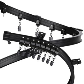 Fubeasi Black Flexible Bendable Ceiling Curtain Track, Curved Ceiling Track for Curtains, Room Divider Ceiling Track Rail System(5 m/ 16.4 ft)