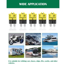 LENKRAD Automotive 20 Amp ATC/ATO Resettable Fuse 20A Manual Reset Standard Blade 20Amp Fuses Manual-Reset Circuit Breaker 20A for Car Truck RV Marine Boat Trolling Motorhome, 5 Pack