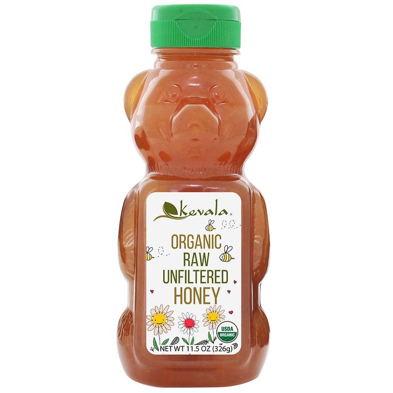 Kevala Organic Raw Unfiltered Honey Bear, 11.5 oz (3 Pack)