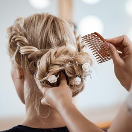 DOPENSPI Pack of 16 Hair Combs for Plugging, 14 Teeth 7 x 4.5 cm Hair Combs for Inserting French Side Combs Plastic Twist Comb Side Combs Insert Comb Hair Clip for Women Girls Bridal Wedding Fine Hair